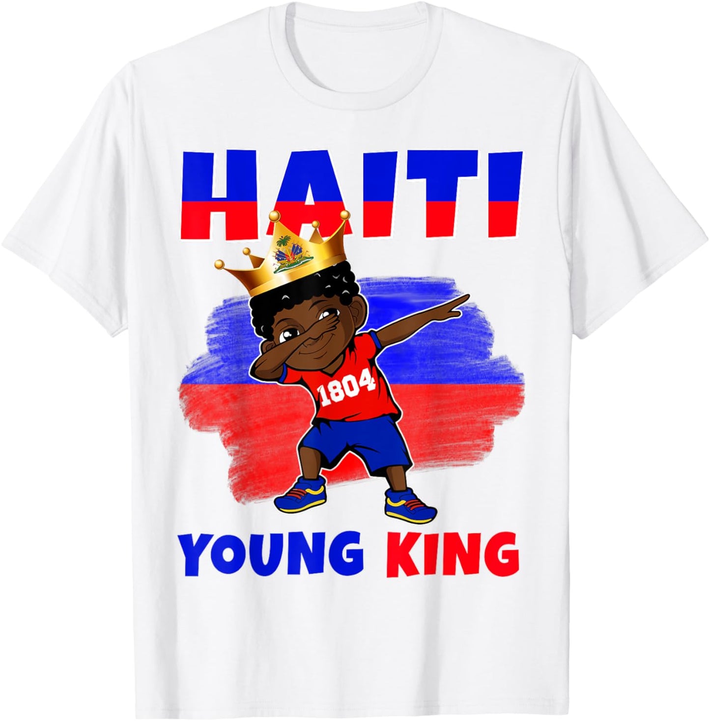 Haiti Young King Haiti Flag Melanin for Black Boys Kids T-Shirt