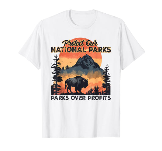 Protect Our National Parks Parks Over Profits Bison Animal T-Shirt