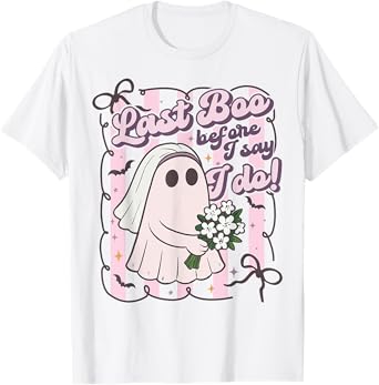 Last Boo Before I Say I Do Bride Ghost Halloween Bach Party T-Shirt