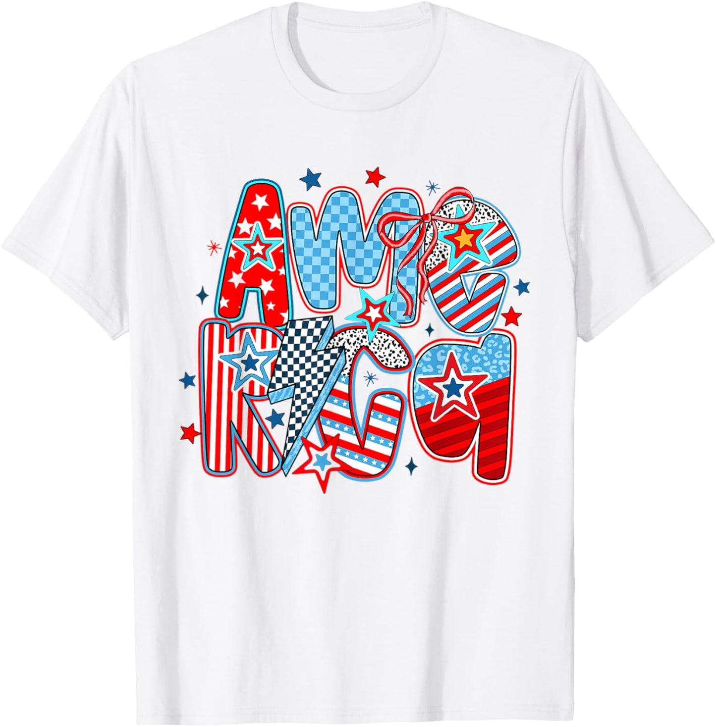 Retro Groovy America Funny 4th Of July Patriotic Women Girls T-shirt