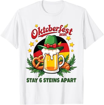Oktoberfest 2025 6 Stein Apart Beer October Funny Drinking T-Shirt