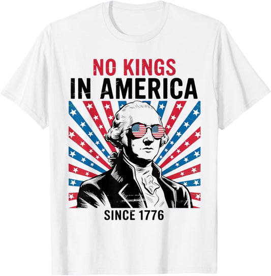 No Kings in America Since 1776 Distressed USA Flag Vintage T-Shirt