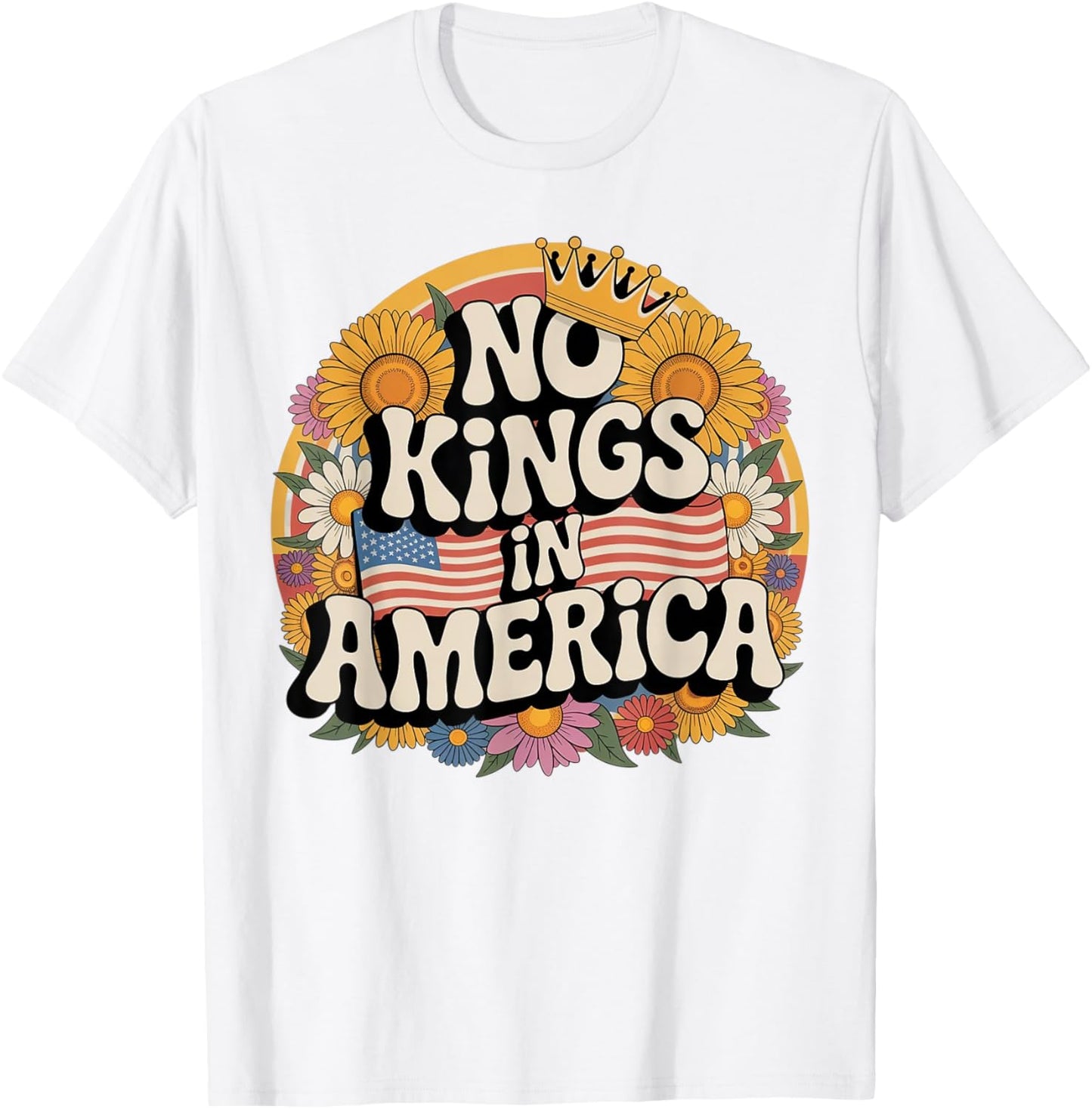 No Kings in America Since 1776 Distressed USA Flag Vintage T-Shirt