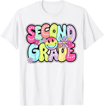 Second Grade Groovy Happy First Day Of School Bright Dots T-Shirt
