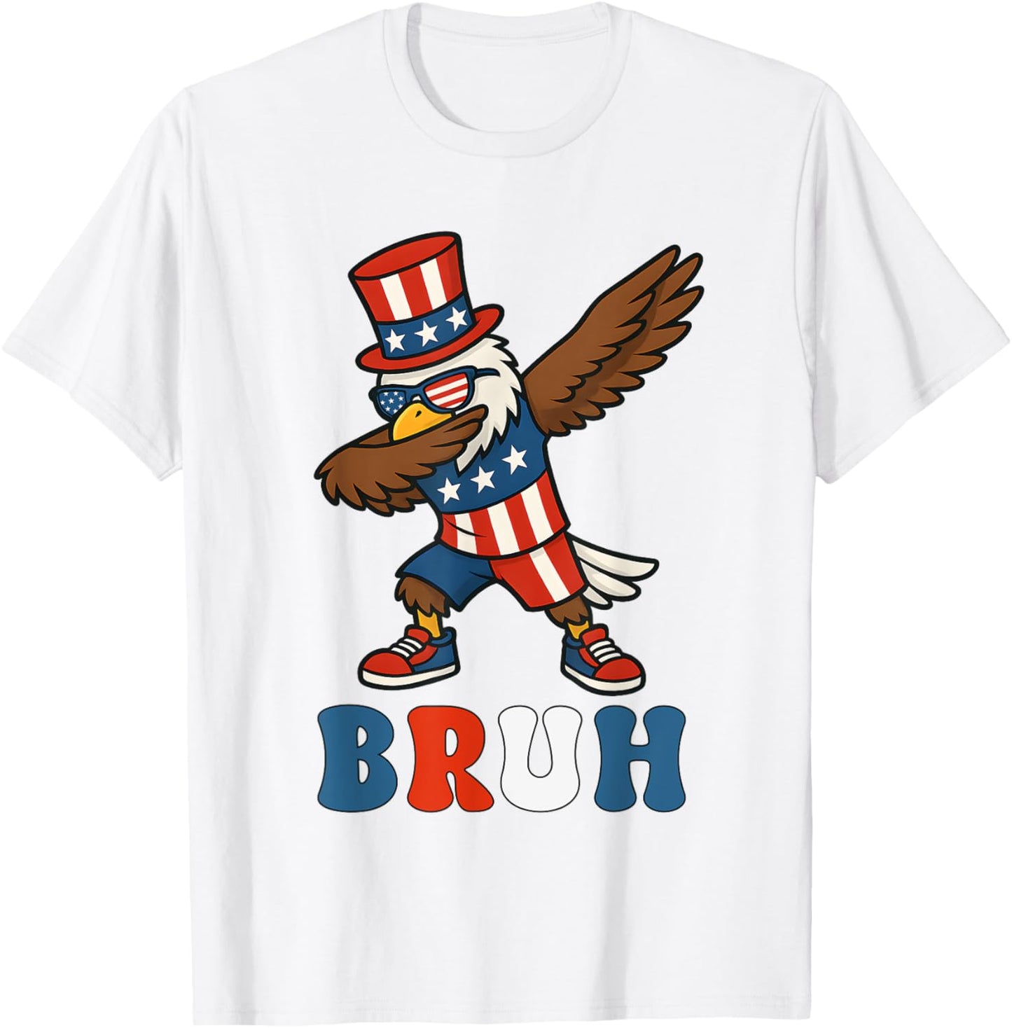 Bruh Dab Bald Eagle Funny Kids Boys 4th Of July Patriotic T-Shirt