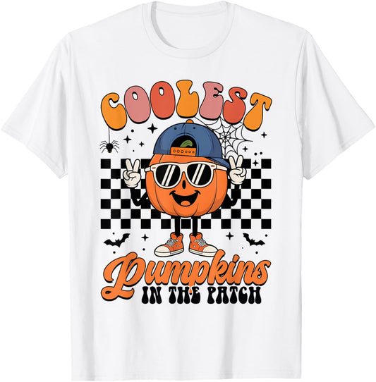Coolest Pumpkin In The Patch Groovy Halloween Mens Boys Kids T-Shirt