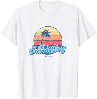 Vintage St. Petersburg Florida FL Classic 70s Retro Surfer T-Shirt