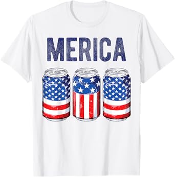 Beer American Flag 4th of July Men Women Merica USA Drinking T-Shirt