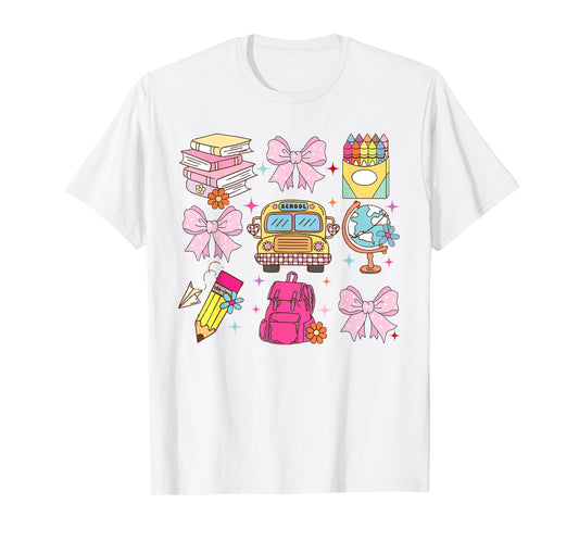 Coquette Bow Teacher Back To School Teacher Life Student Kid T-Shirt