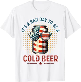 Retro Bad Day To Be A Cold Beer USA Flag Beer 4th of July T-Shirt