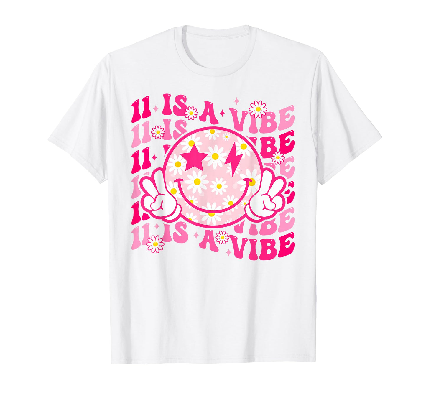 Eleven Is A Vibe 11 Year Old Gift 11th Groovy Birthday Girl T-Shirt