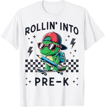 Rollin Into Pre K Dinosaur First Day Pre-K Im Ready for PreK T-Shirt