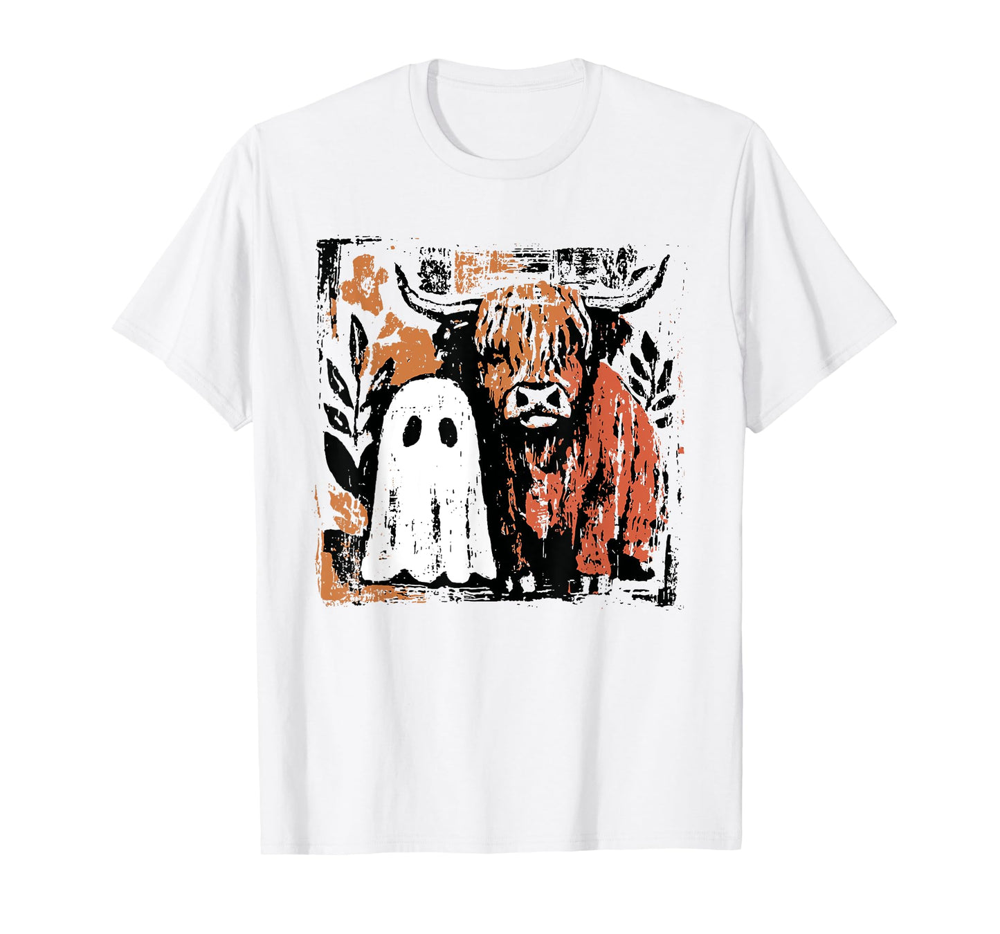 Cute Fall Highland Cow Ghost Halloween Spooky for Men Women T-Shirt