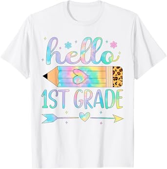 Tie Dye 1st Grade Back To School Hello First Grade Teacher T-Shirt for Men Women Kids