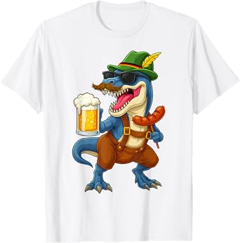 Funny T Rex Drinking Beer & Pretzel Germany Oktoberfest Men T-Shirt