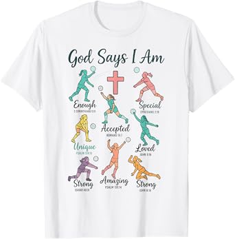 God Says I Am Volleyball t Shirt Teen Girls Christian Christ T-Shirt