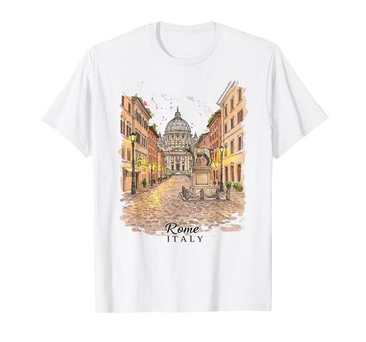 Rome Italy Lovers Art Print Vintage Cityscape Roma Italia T-Shirt