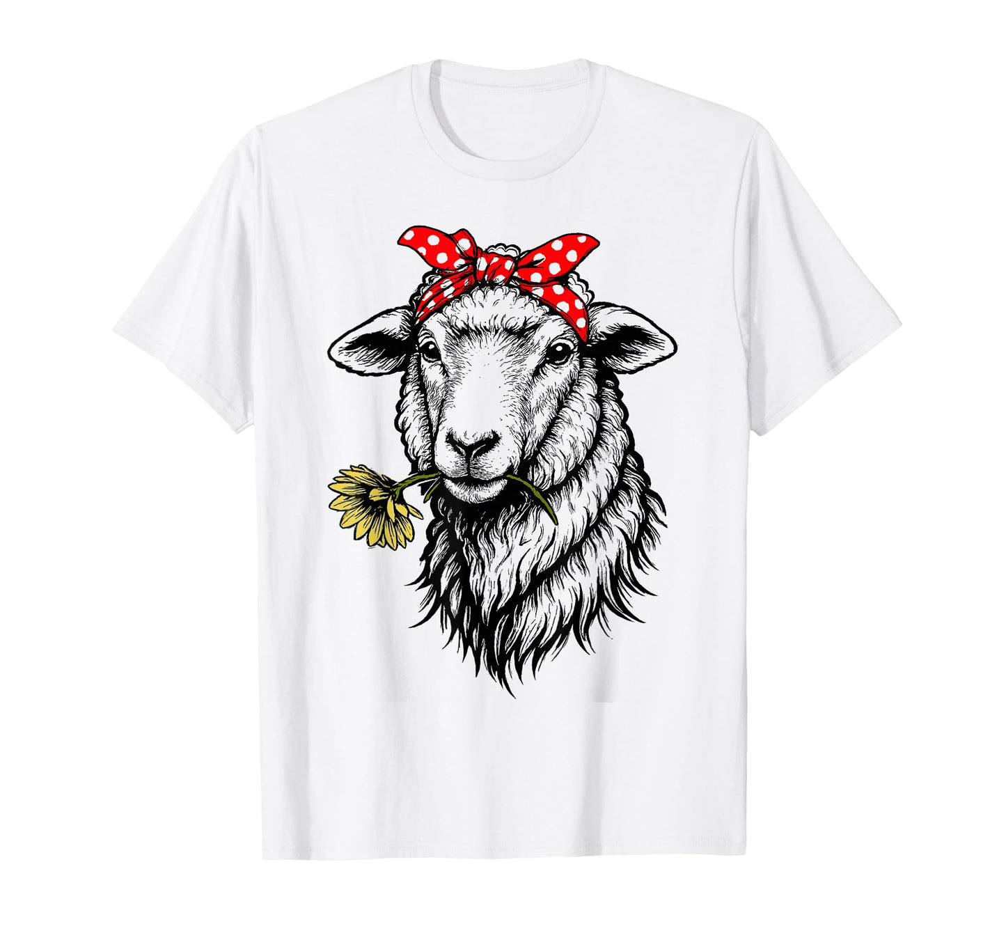 Funny Sheep with Bandana and Flower Farm Animal Lover T-Shirt