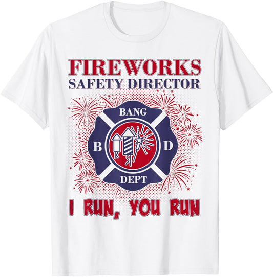 Funny Fireworks Director I Run You Run Bang Vintage T-shirt