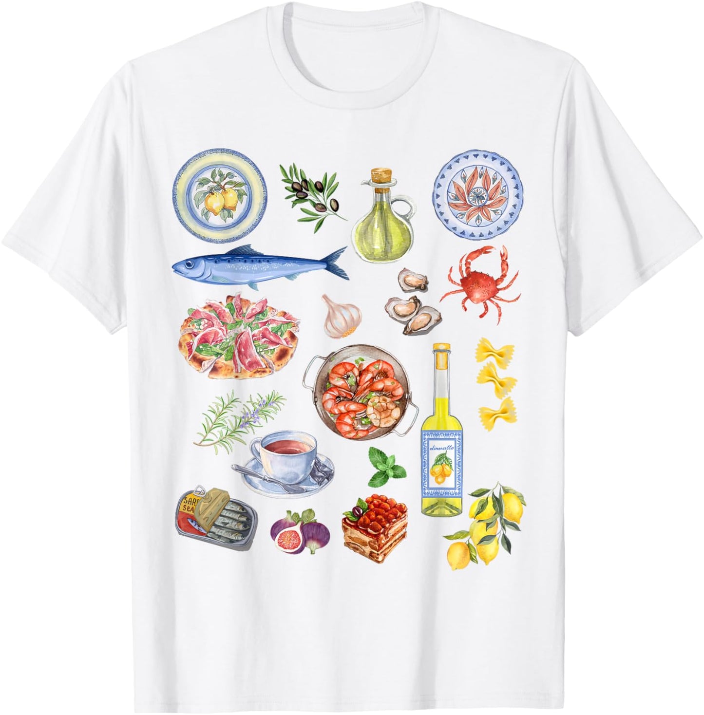 European Summer Limoncello Rome Italy Portugal Olive Lemons T-Shirt