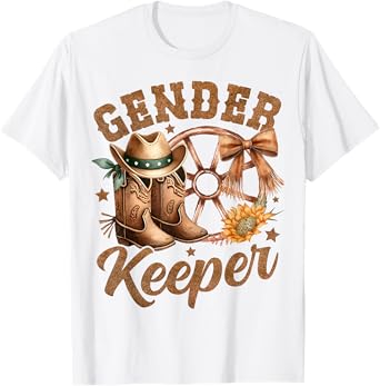 Boots or Bows Gender Reveal Decorations Keeper of the Gender T-Shirt
