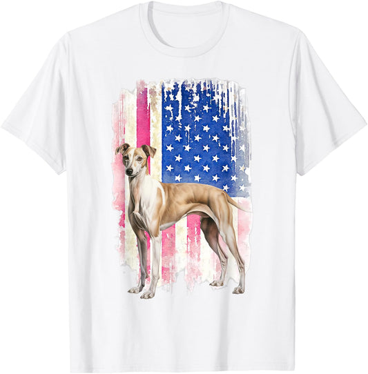 Whippet American Flag USA Patriotic Dog Lover T-Shirt