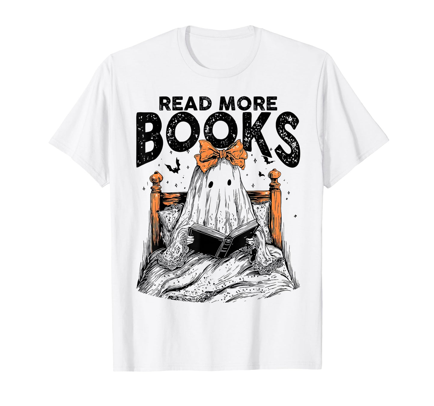 Cute Booooks Ghost Read More Books Funny Teacher Halloween T-Shirt