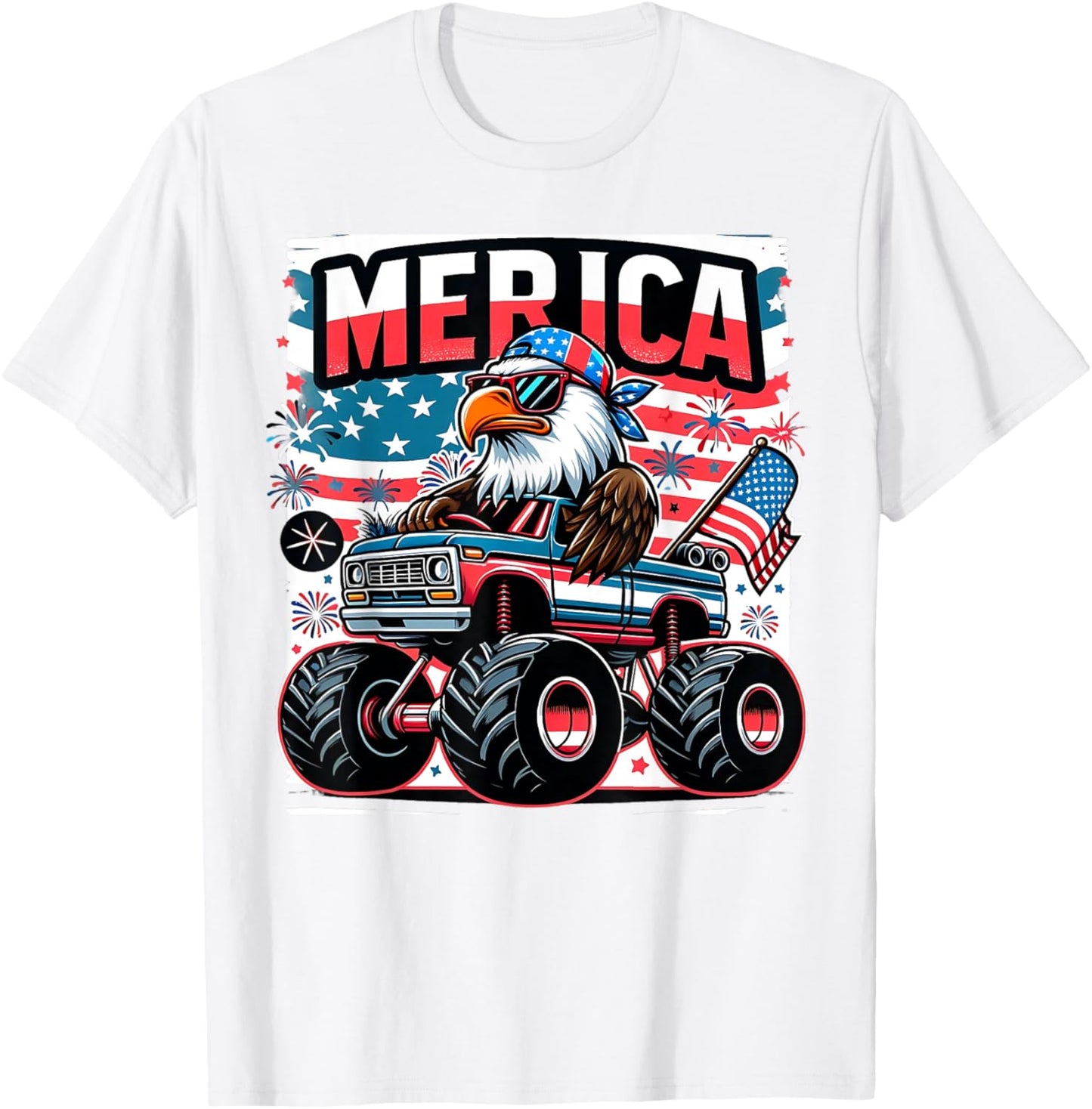 Merica 4th of July Shirts Boys Kids American Flag Eagle USA T-Shirt