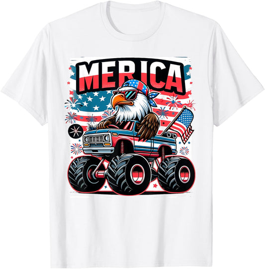 Merica 4th of July Shirts Boys Kids American Flag Eagle USA T-Shirt
