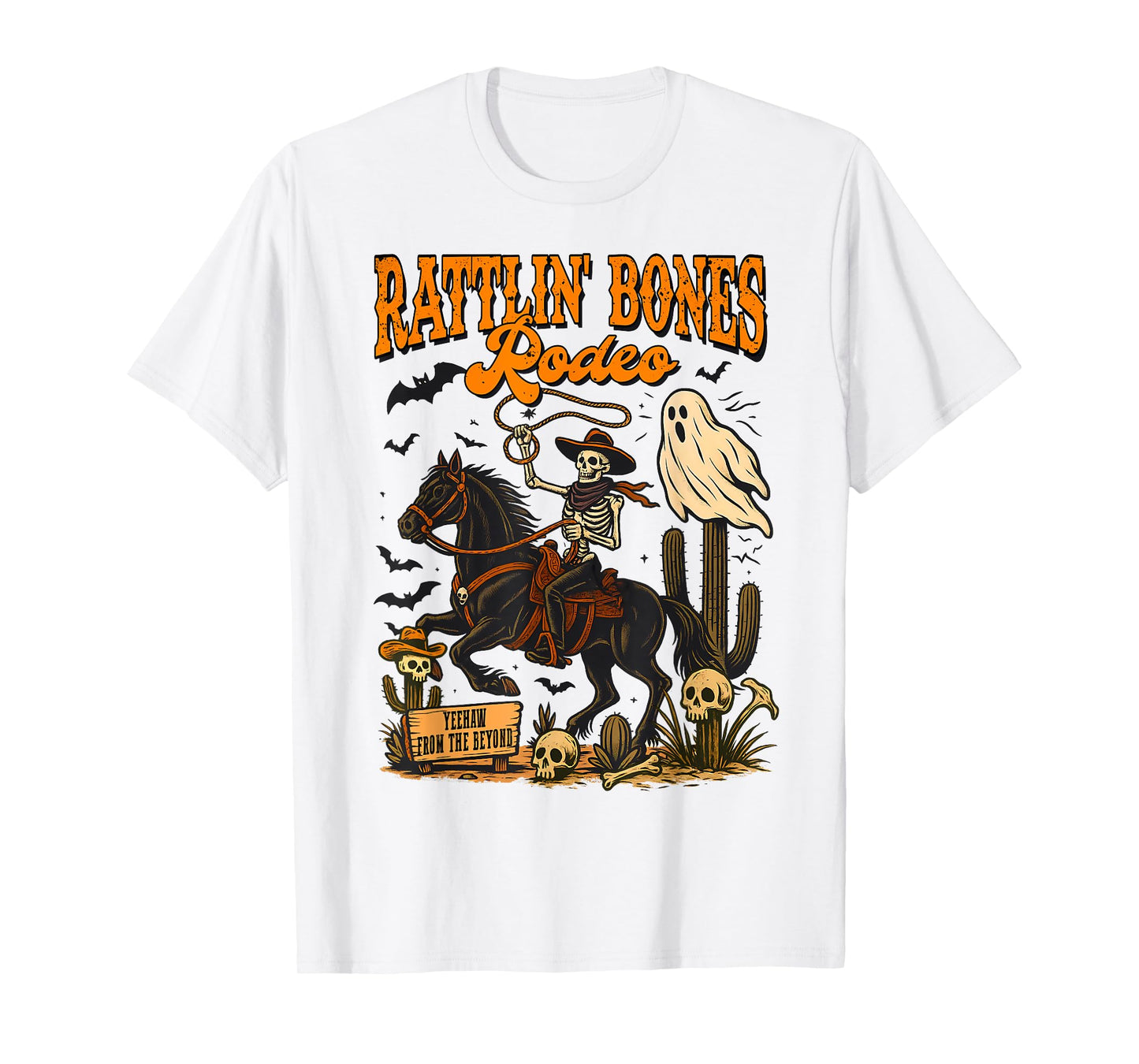 Halloween Spooky Western Life Cowboys Rattlin' Bones Rodeo T-Shirt