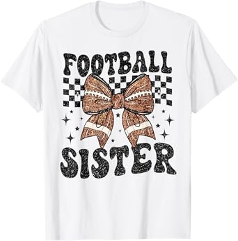 Coquette Bow American Football Sister Game Day Thanksgiving T-Shirt