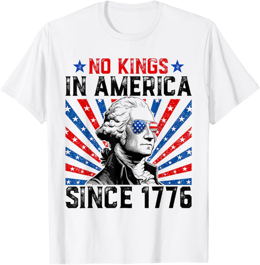 No Kings in America Since 1776 Distressed USA Flag Vintage T-Shirt