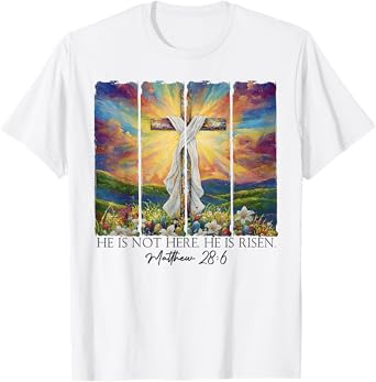 He is Risen Aesthetic Jesus Cross Easter Christian Religious T-Shirt