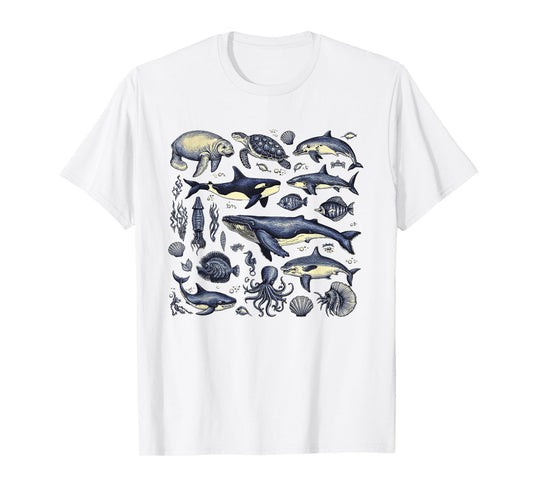 Vintage 90s Tattoo Sea Animal Ocean Nature Ocean Wildlife T-Shirt