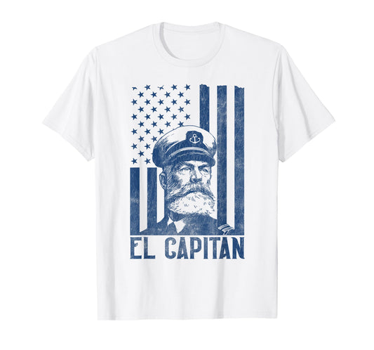 El Capitán Boat Captain American Flag T-Shirt