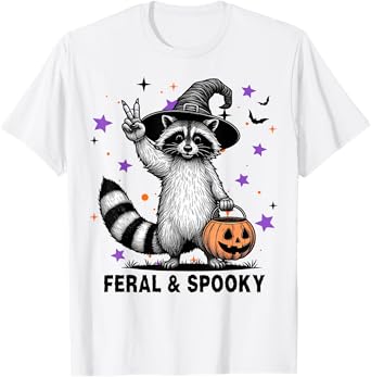 Feral & Spooky Funny Creepy Raccoon Feral & Spooky Hallowen T-Shirt
