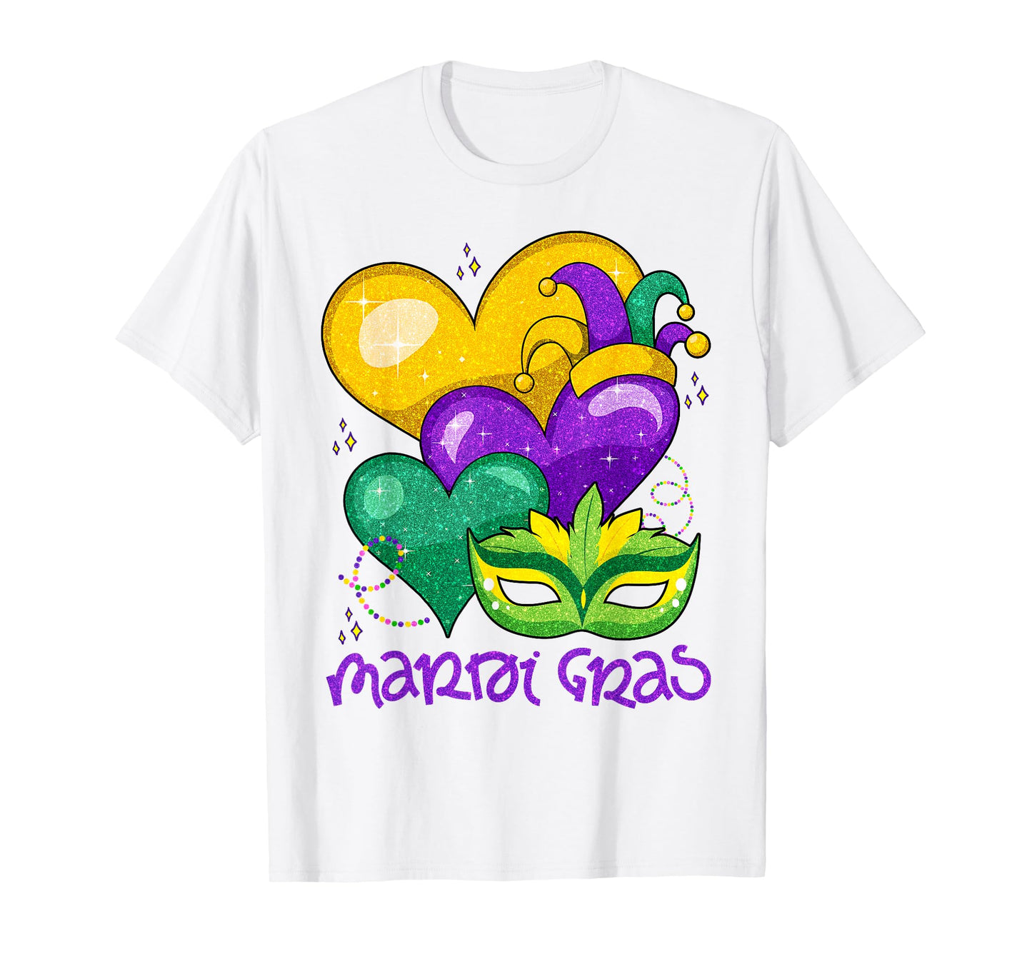 Mardi Gras Hearts Cute Outfit Women Girls Kids Toddler T-Shirt