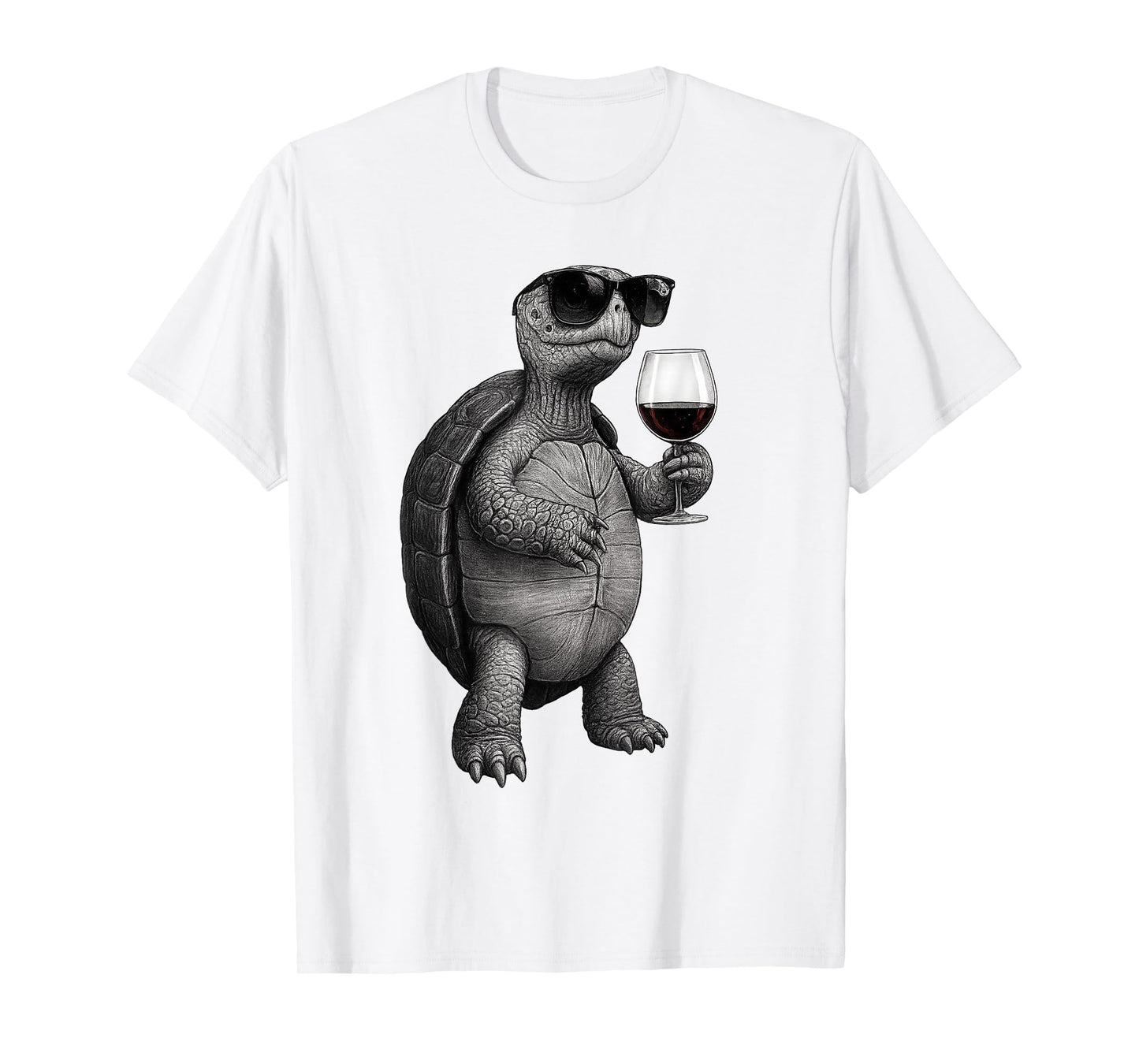 Cool Turtle Drinking Red Wine Art Print T-Shirt