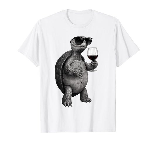 Cool Turtle Drinking Red Wine Art Print T-Shirt