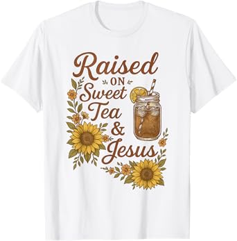 Boho Country Raised on Sweet Tea and Jesus Vintage Cowgirl T-Shirt