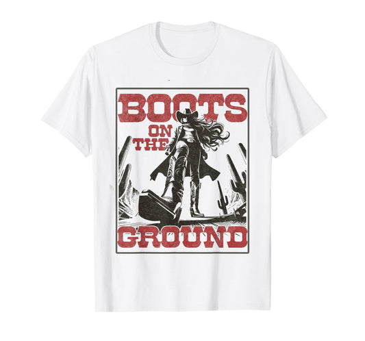 Cowgirl Boots on The Ground Vintage Western T-Shirt