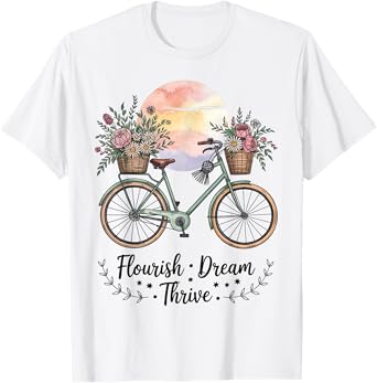 Flourish Dream Thrive Floral Bike Subtle T-Shirt