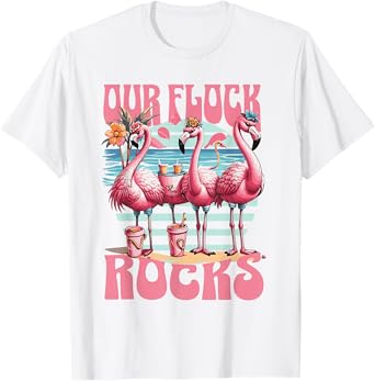 Our Flock Rocks Flamingo Summer Vacation Family Matching T-Shirt