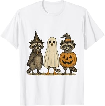 Boo Ghost Raccoon And Goose Halloween T-Shirt
