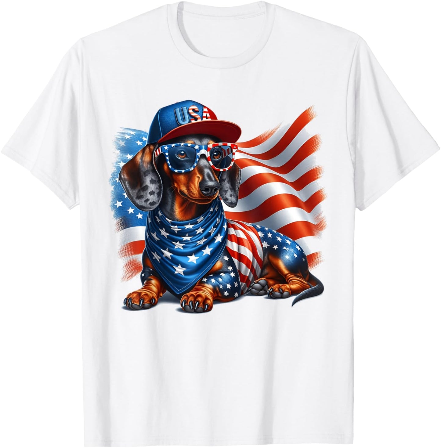 Dachshund Dog USA Flag Patriotic Dachshund Fourth of july T-Shirt
