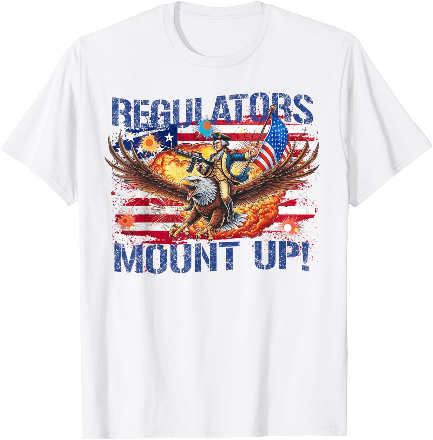 Fourth of July America Funny 4th USA Flag Washington Eagle T-Shirt