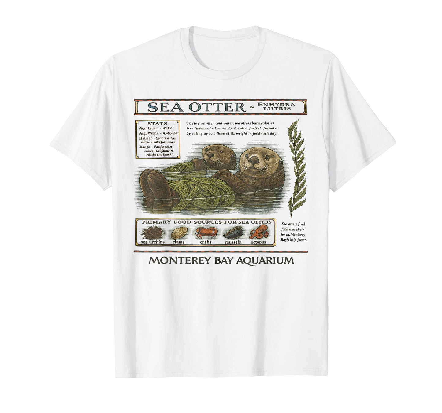 Vintage Sea Otter Lover 90's Aquarium Design T-Shirt