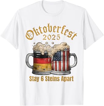 Oktoberfest 2025 6 Stein Apart Beer October Funny Drinking T-Shirt