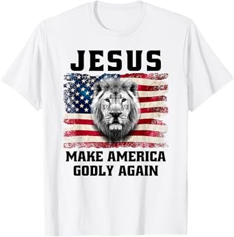 Christian Faith Jesus Make America Godly Again USA Flag T-Shirt