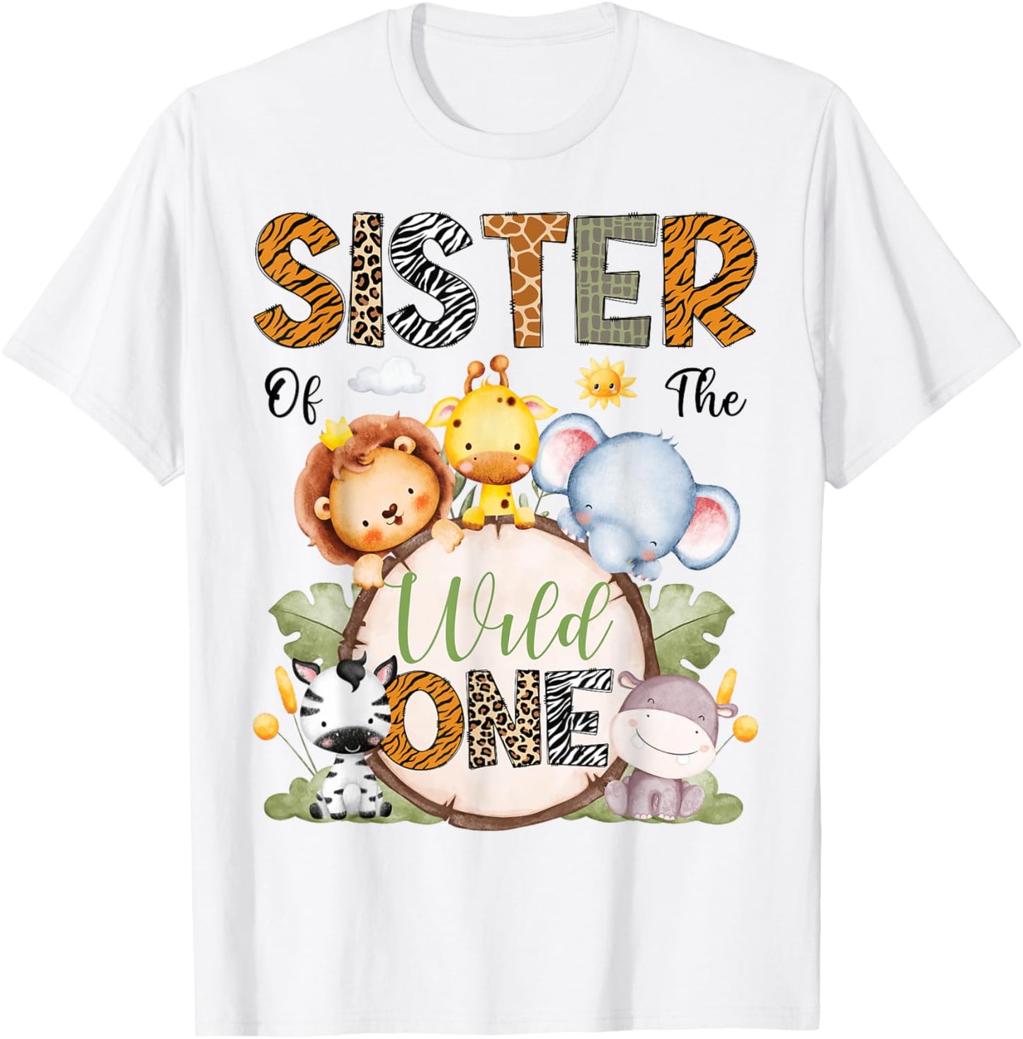 Sister Of The Wild One 1St Birthday Boy Safari Animals T-Shirt